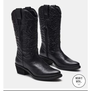 NWOT Windie Steve Madden black cowgirl boots size 5.5